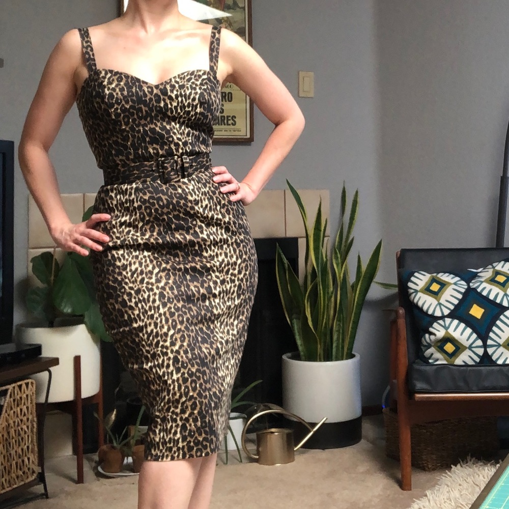 Vixen by Micheline Pitt sexy leopard wiggle dress